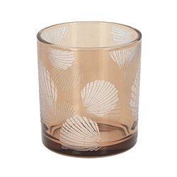 Portavela de Vidrio Shell Ambar 7x8cm