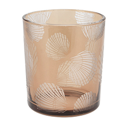 Portavela de Vidrio Shell Ambar 9x10cm