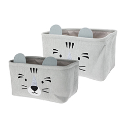 Cesto Tigre Gris Rectangular Set 2 Piezas