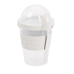 Vaso para Yogurt con Cuchara 600ml Gris