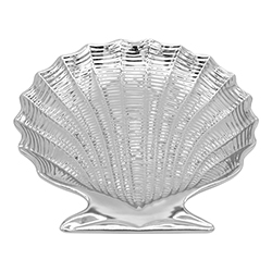 Bandeja Cerámica Diseño Concha 21x21cm Plata