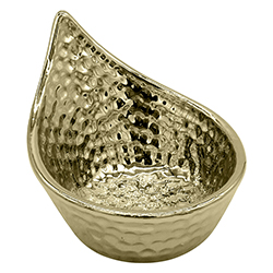Bandeja de Cerámica con Diseño de Hoja 11x13cm Oro