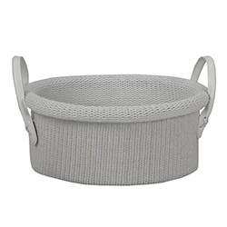 Cesto Tejido de Cuero Blanco 28X13X28cm