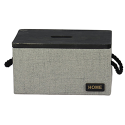 Cesto Tela Broun Gris con Tapa 34X17X24cm