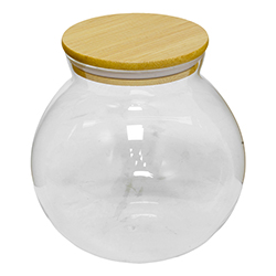 Repostero de Vidrio Hermético Bulb Bambú 1500ml