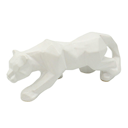 Adorno Pantera Geométrica Blanco 9cm  