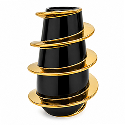 Adorno Cerámica Screw 29x19cm Negro Oro