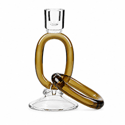 Candelabro Cadena Vidrio Café 24cm