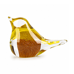 Adorno Pájaro Vidrio Amarillo/Café 6.5cm