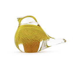 Adorno Pájaro Vidrio Amarillo/Café 5.5cm