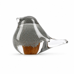 Adorno Pájaro Vidrio Gris/Café 5.5cm