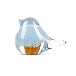 Adorno Pájaro Vidrio Celeste Café 5.5cm