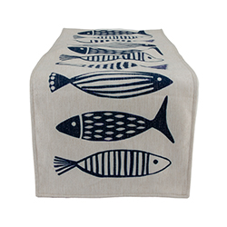 Camino de Mesa Tropical Blue Sublimado Peces 180 x 33 cm
