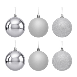 Bola Navidad Basic Plata 6cm 6 Piezas