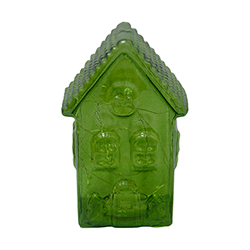 Casita Navideña Verde de Vidrio con Luz 19cm