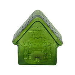 Casita Navideña Verde de Vidrio con Luz 9.9x6.8cm