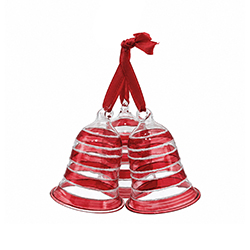 Adorno Navideño Colgante Campanas Rojas de Vidrio x3