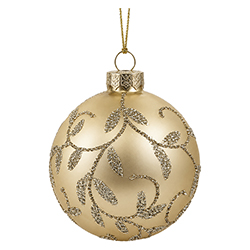 Adorno Navideño Colgante Bola Oro Escarchado de Vidrio