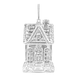 Adorno Navideño Colgante Casita Transparente de Vidrio 10 cm