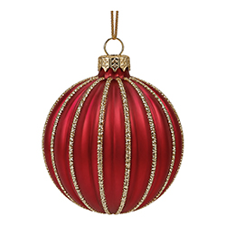 Adorno Navideño Colgante Bola Rojo y Oro de Vidrio