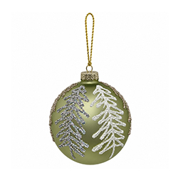 Adorno Navideño Colgante Winter Verde Escarchado de Vidrio