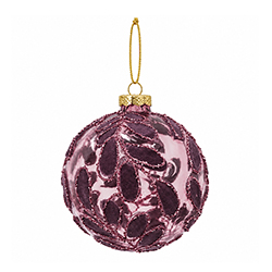 Adorno Navideño Colgante Fucsia Escarchado de 10 cm de Vidrio