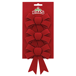 Lazo de Navidad Rojo Velvet 3 Piezas 