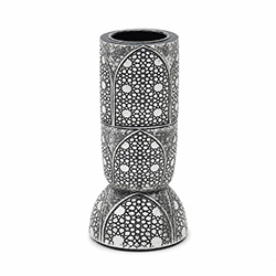 Porta Vela Ankara Gris Blanco 16cm