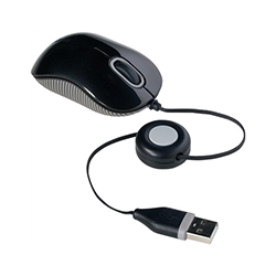 Mouse Alambrico Targus Mini Retractil Usb Negro