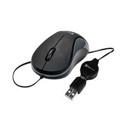 Mouse Klip  Alambrico Usb Retractil Mini - Negro Con Gris Xtreme