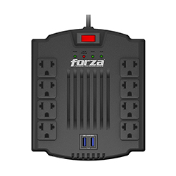 Regulador de Voltaje Forza 8 Tomas con USB 1200VA 600W