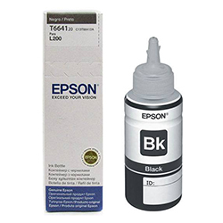 Botella de Tinta T664 Negro 70ml - L220,L380,L355,L395,L495,L575,L565,L1455,L655,L1300 Epson