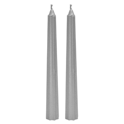 Velas Plateadas Octogonales 2 Piezas