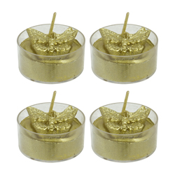 Vela Tealight Mariposa Dorado 4 Unidades