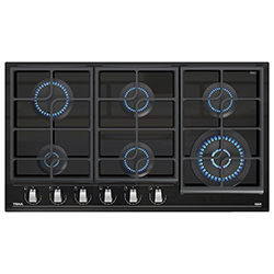 Cocina a Gas con 5 Quemadores + 1 Doble Llama Vitrocerámica de 90x51cm Teka