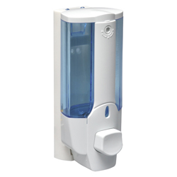 Dispensador de Jabón Líquido Vertical con Laterales Transparente de Un Servicio 350ML