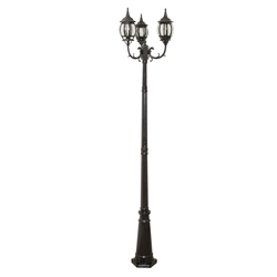 Farol De Pedestal  Triple Para Jardín, Acero Inoxidable Trident