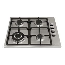 Cocina a Gas con 3 Quemadores + 1 Triple Llama de Acero Inoxidable de 58x50cm Mastermaid FLAT