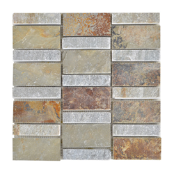 Mosaico de Piedra Gris Naranja 30.5x30.5cm 
