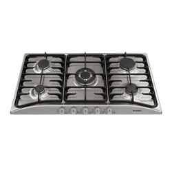 Cocina a Gas con  4 Quemadores +  1 Triple Llama de Acero Inoxidable de 86x50cm  Mastermaid 