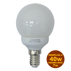 Foco ahorrador Bola 45mm 7W E-14 Lumicino 