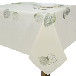 Mantel con Diseño de Hojas Bordadas Beige