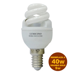 Foco ahorrador Tiny Espiral 5W E-14 Lumicino 