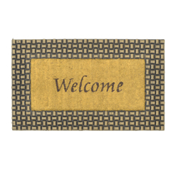 Alfombra Diseño de Welcome Oro Negro para Piso Exterior 75x45 cm