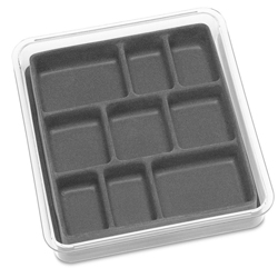 Joyero Gris de 9 Compartimentos