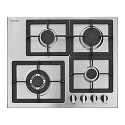 Cocina a Gas con 3 Quemadores +1 Triple Llama de Acero Inoxidable 62x51cm Mastermaid