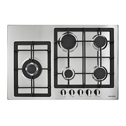 Cocina a Gas con 4 Quemadores +1 Triple Llama de Acero Inoxidable 76x51cm Mastermaid