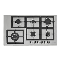 Cocina a Gas con 5 Quemadores +1 Triple Llama de Acero Inoxidable 91x51cm Mastermaid