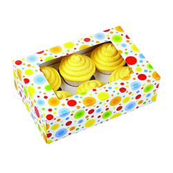 Caja Dots para Cupcake  x 6 en Set de 2 Piezas