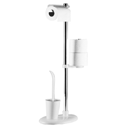 Portarollo Blanco con Cepillo para Baño